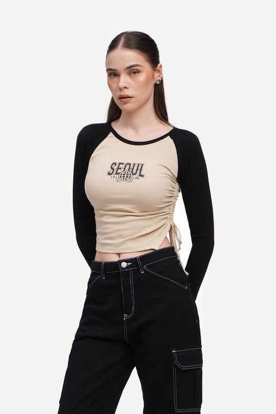 Asymmetrical Long Sleeves Slim T-Shirt