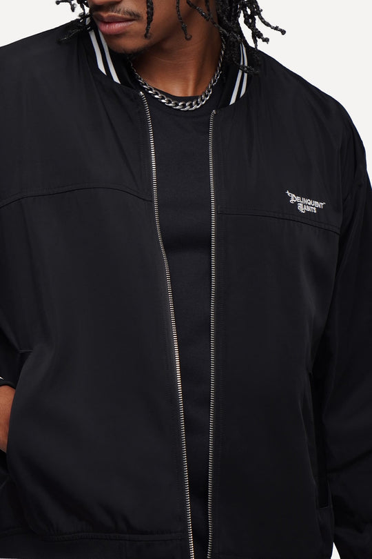 Cut And Sew Embroidered Bomber Jacket