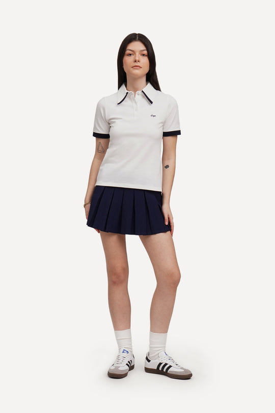 Contrast Pointelle Polo Shirt