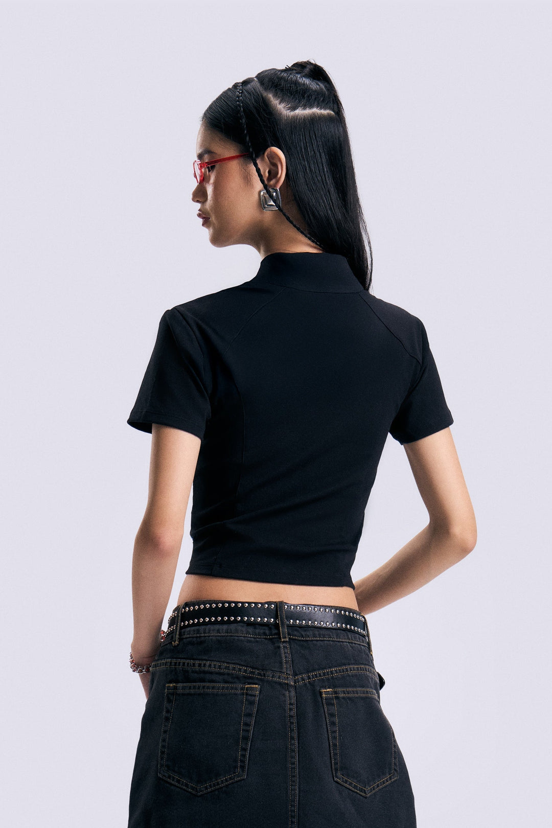 Zip-Up Cropped Polo