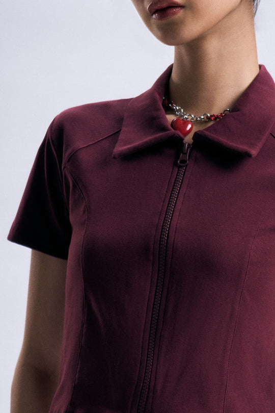 Zip-Up Cropped Polo