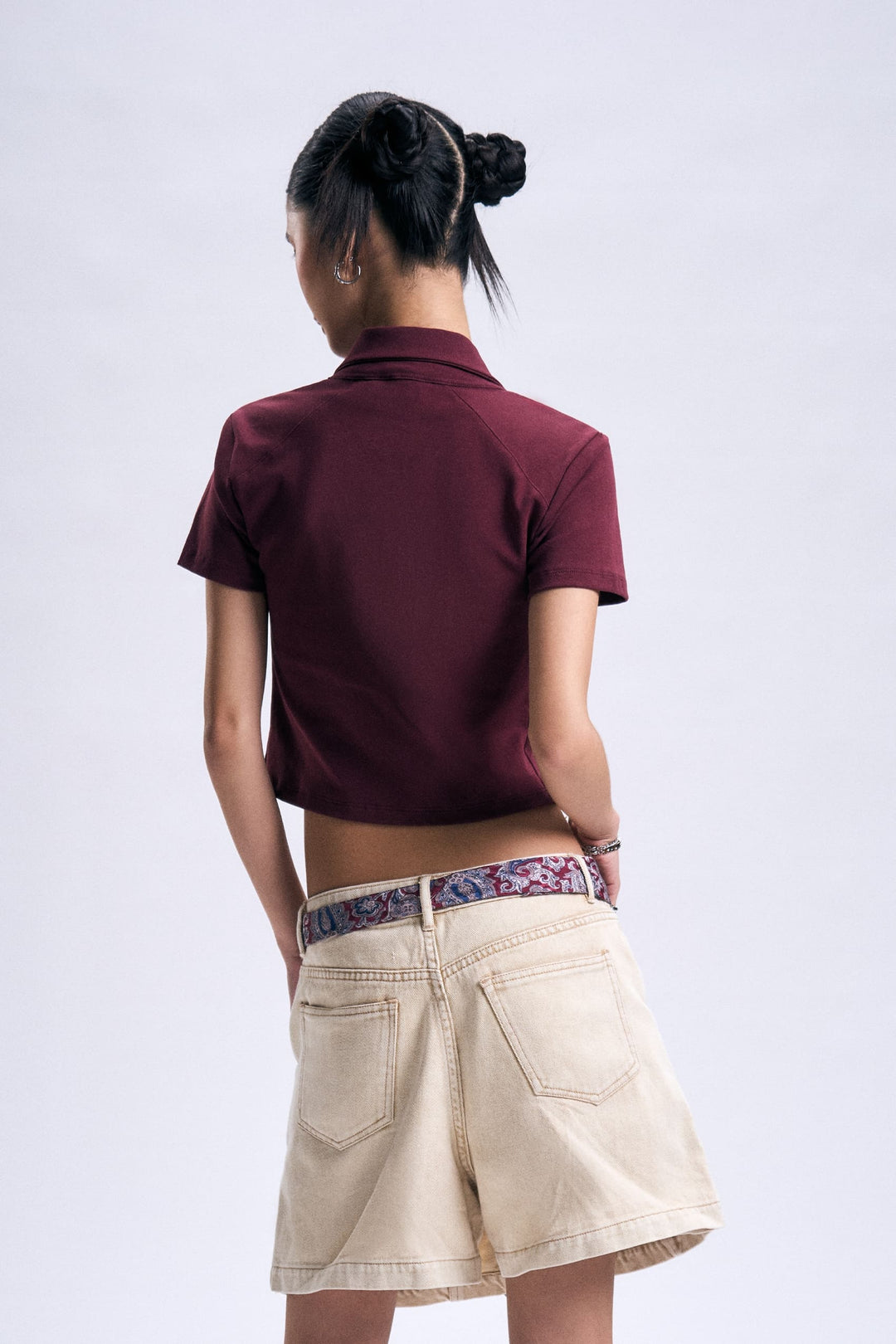 Zip-Up Cropped Polo