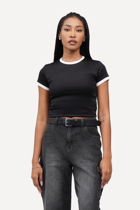 Ringer Slim Cropped T-Shirt