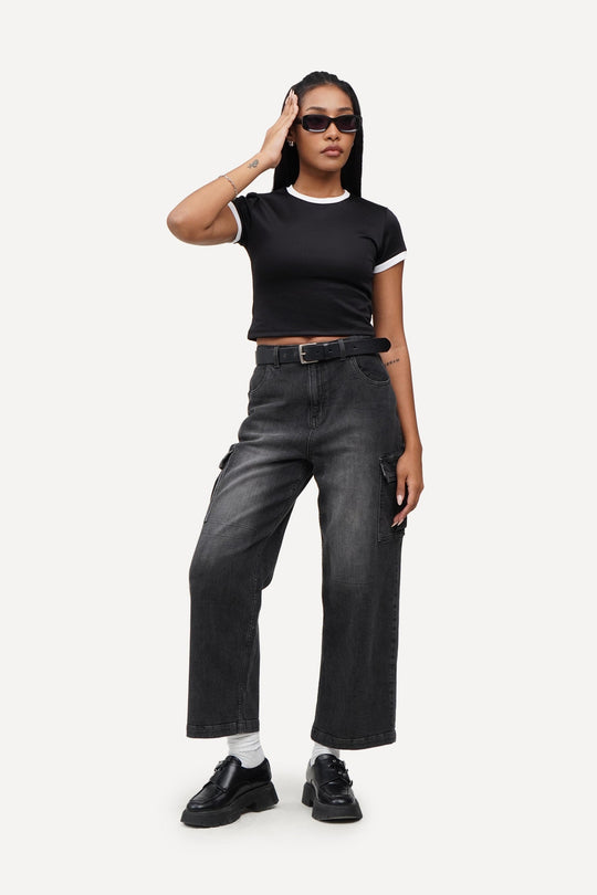 Ringer Slim Cropped T-Shirt