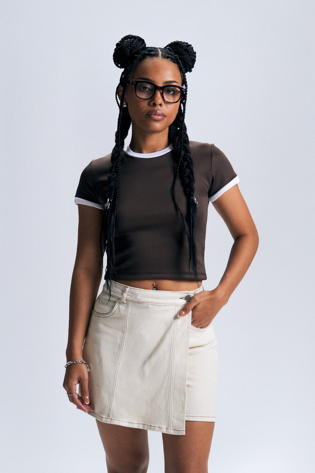 Ringer Slim Cropped T-Shirt