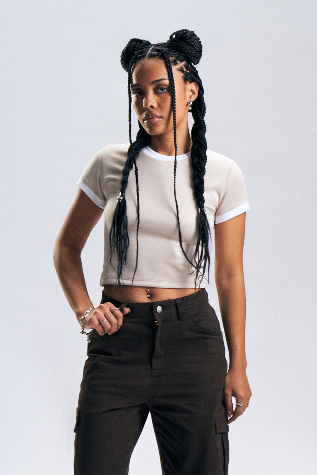 Ringer Slim Cropped T-Shirt