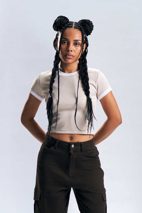 Ringer Slim Cropped T-Shirt