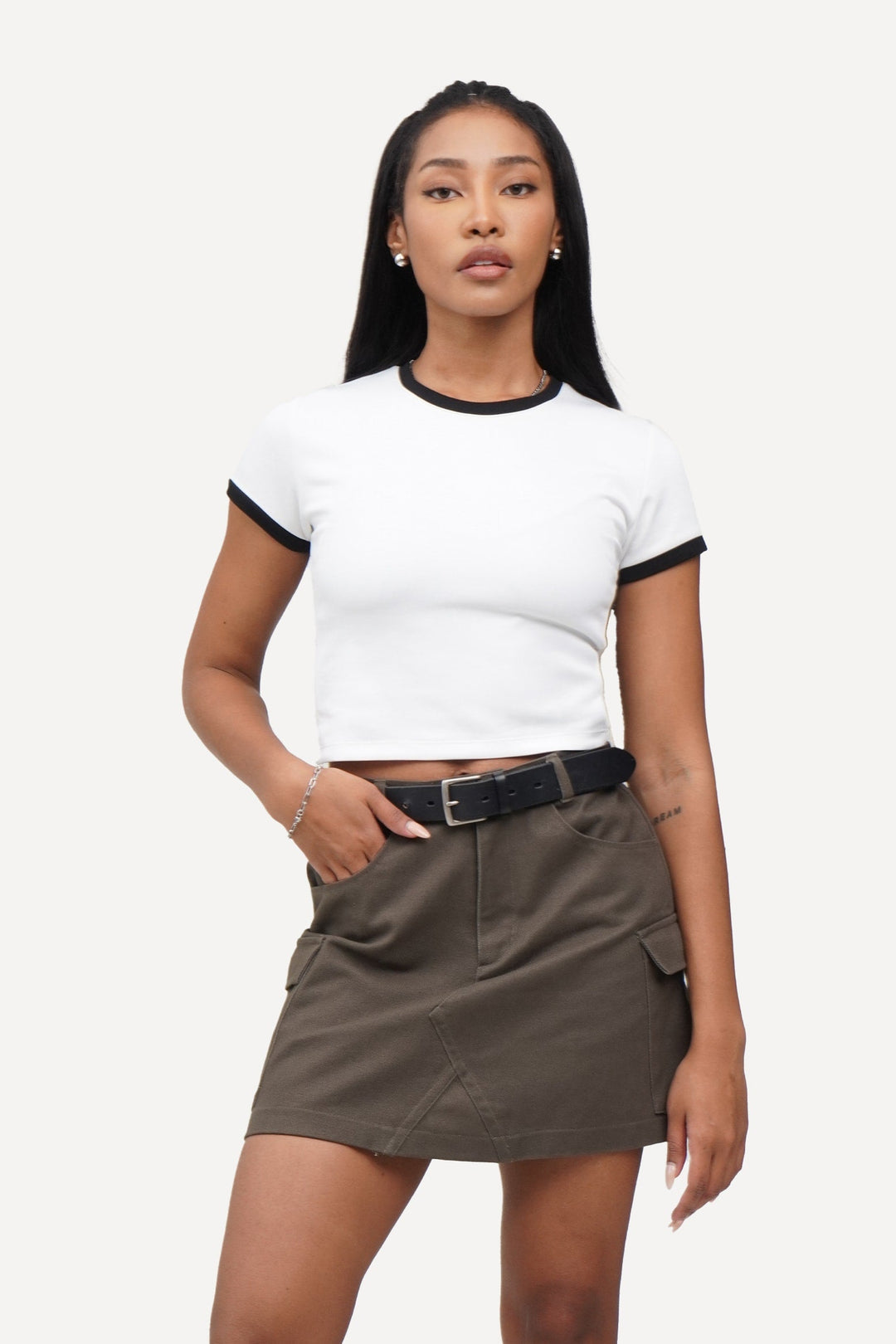 Ringer Slim Cropped T-Shirt