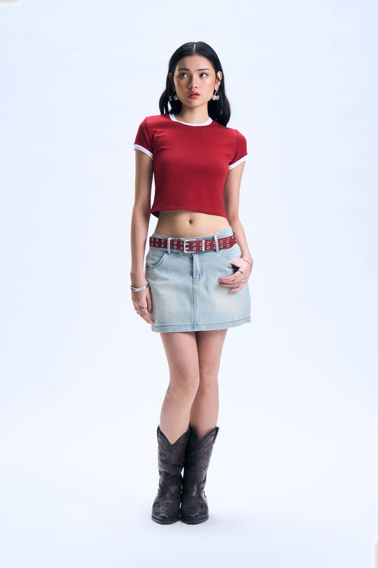 Ringer Slim Cropped T-Shirt