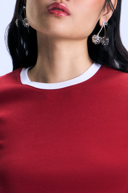 Ringer Slim Cropped T-Shirt