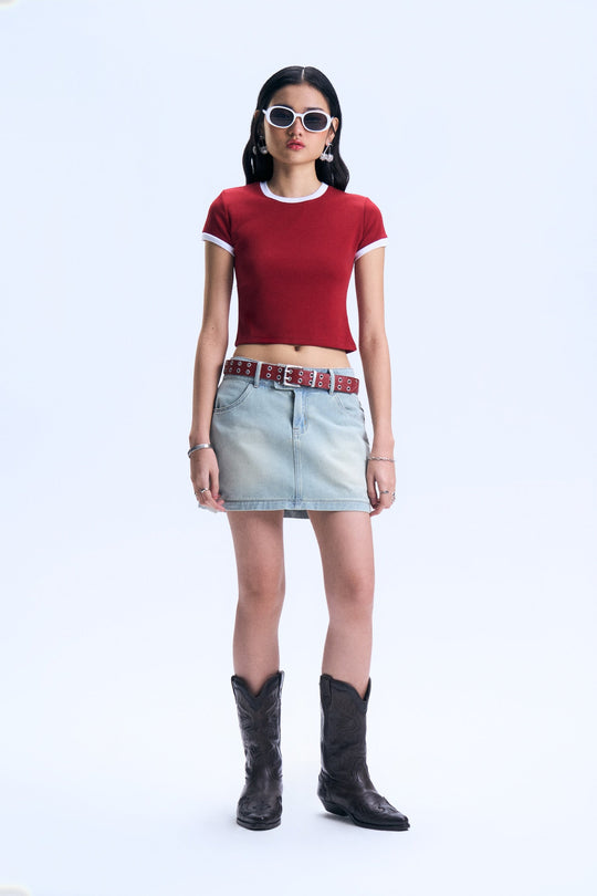 Ringer Slim Cropped T-Shirt