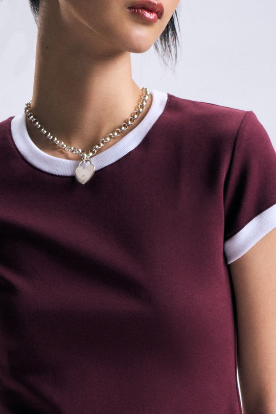 Ringer Slim Cropped T-Shirt