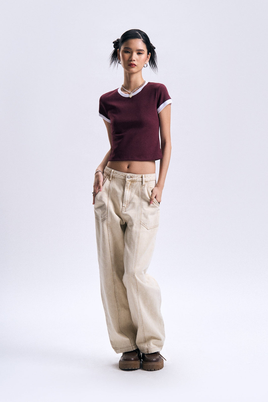 Ringer Slim Cropped T-Shirt