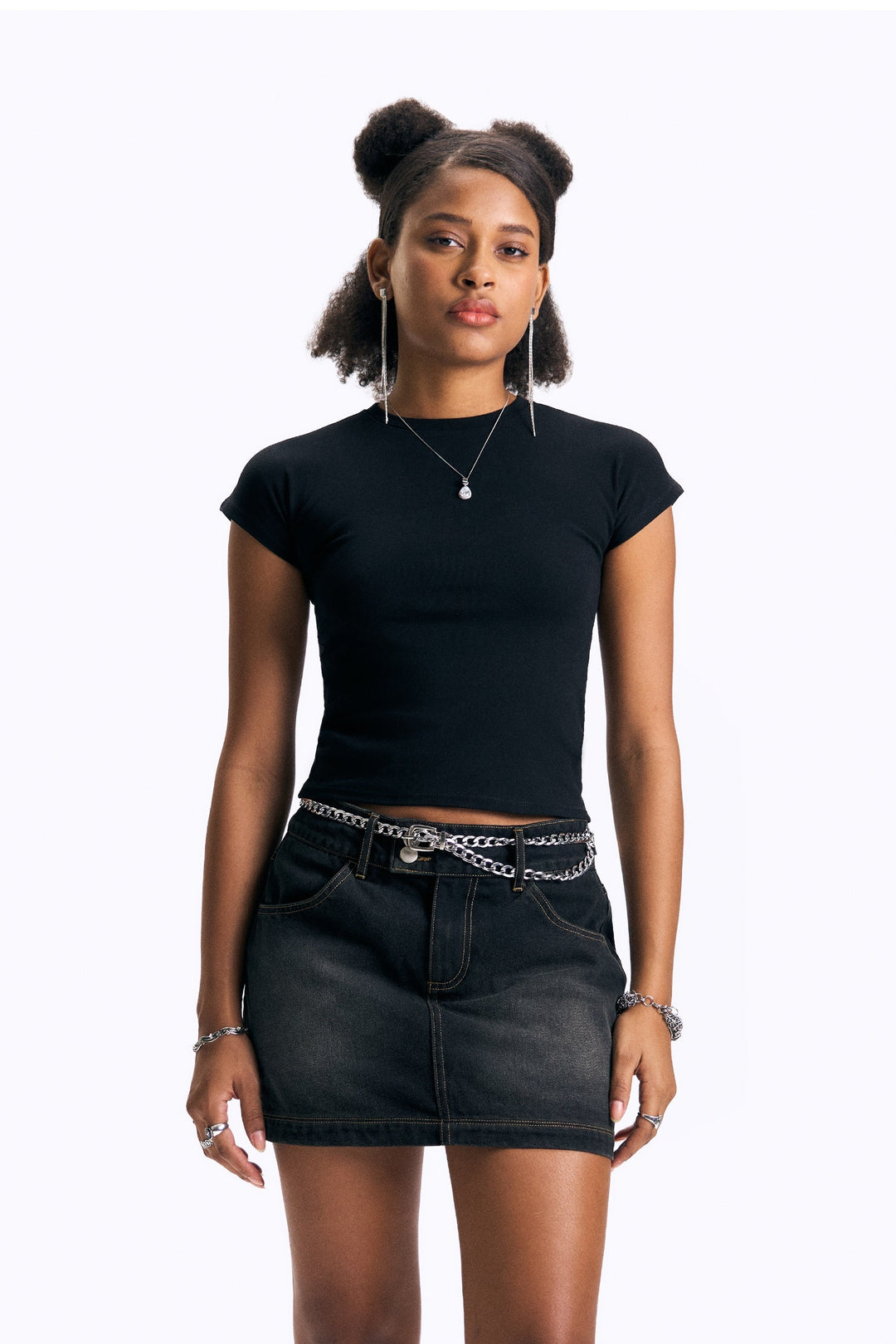 Capped Sleeve Slim T-Shirt