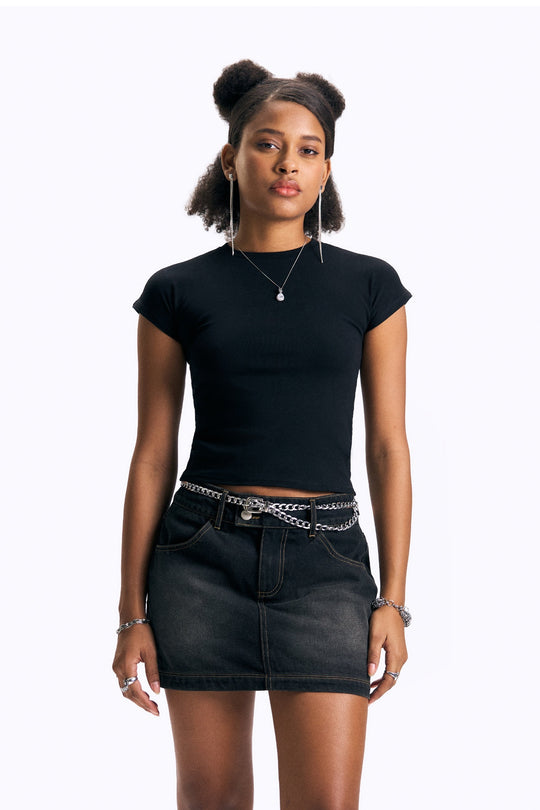 Capped Sleeve Slim T-Shirt