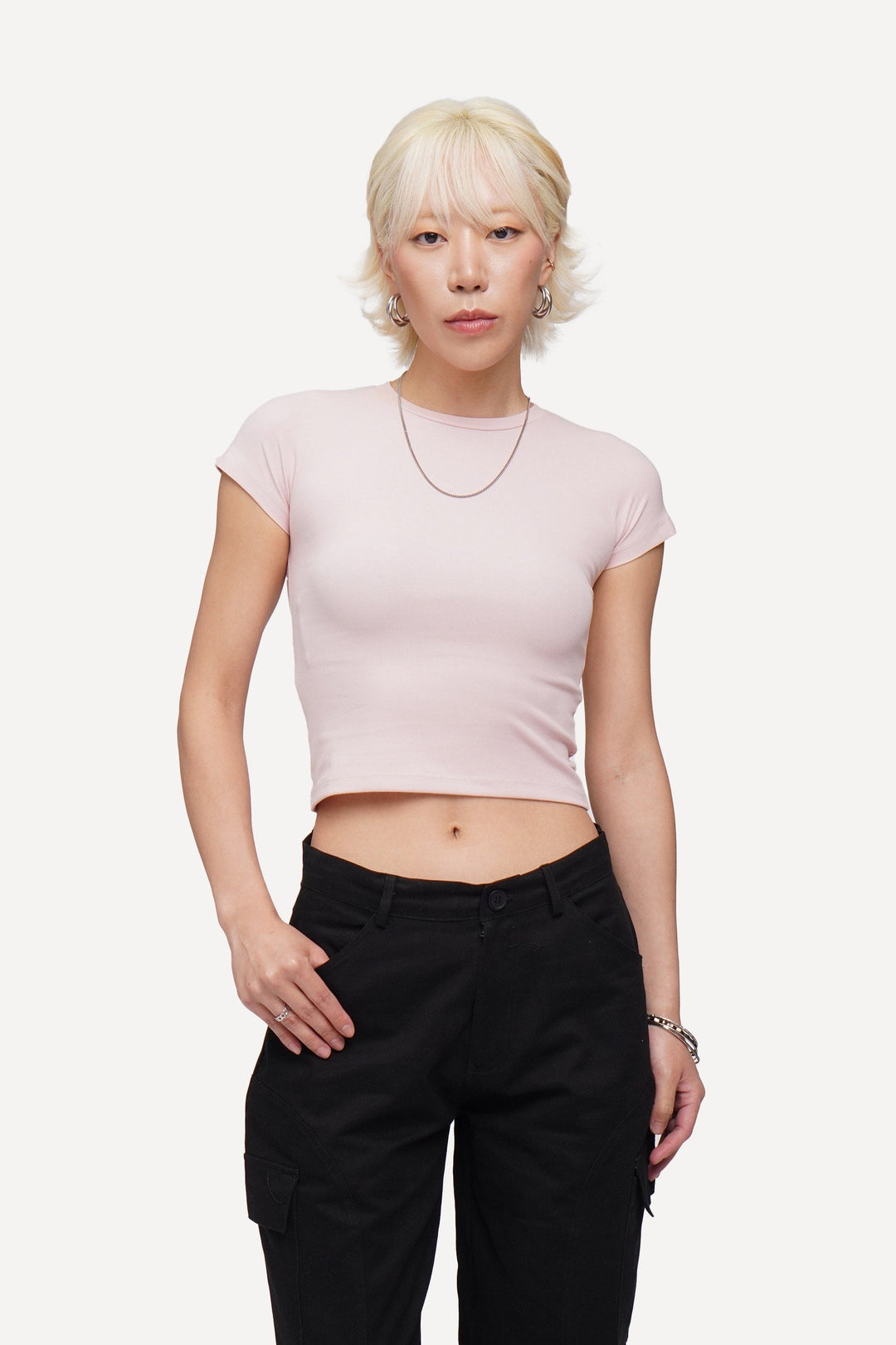 Capped Sleeve Slim T-Shirt