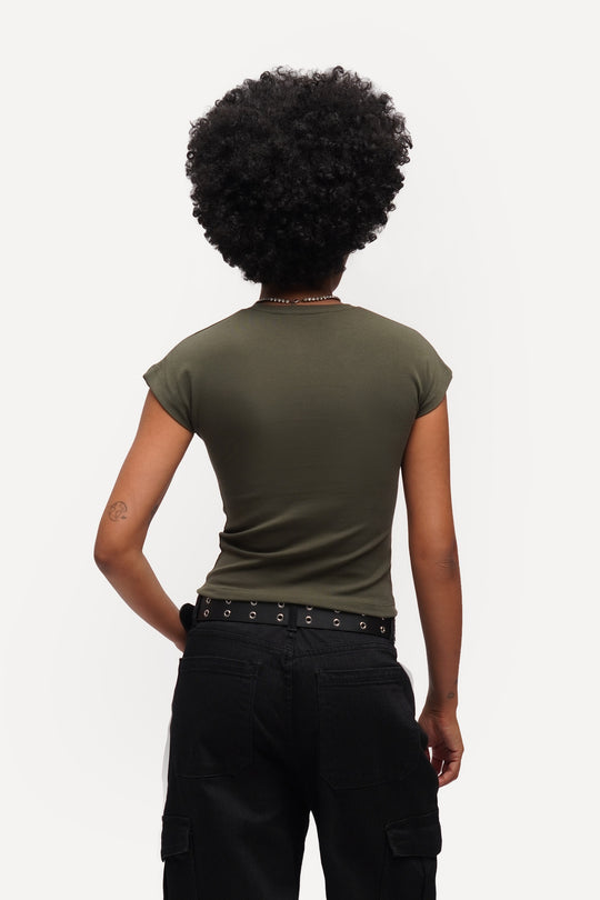 Capped Sleeve Slim T-Shirt
