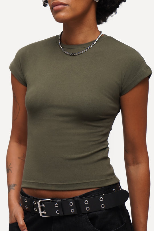 Capped Sleeve Slim T-Shirt