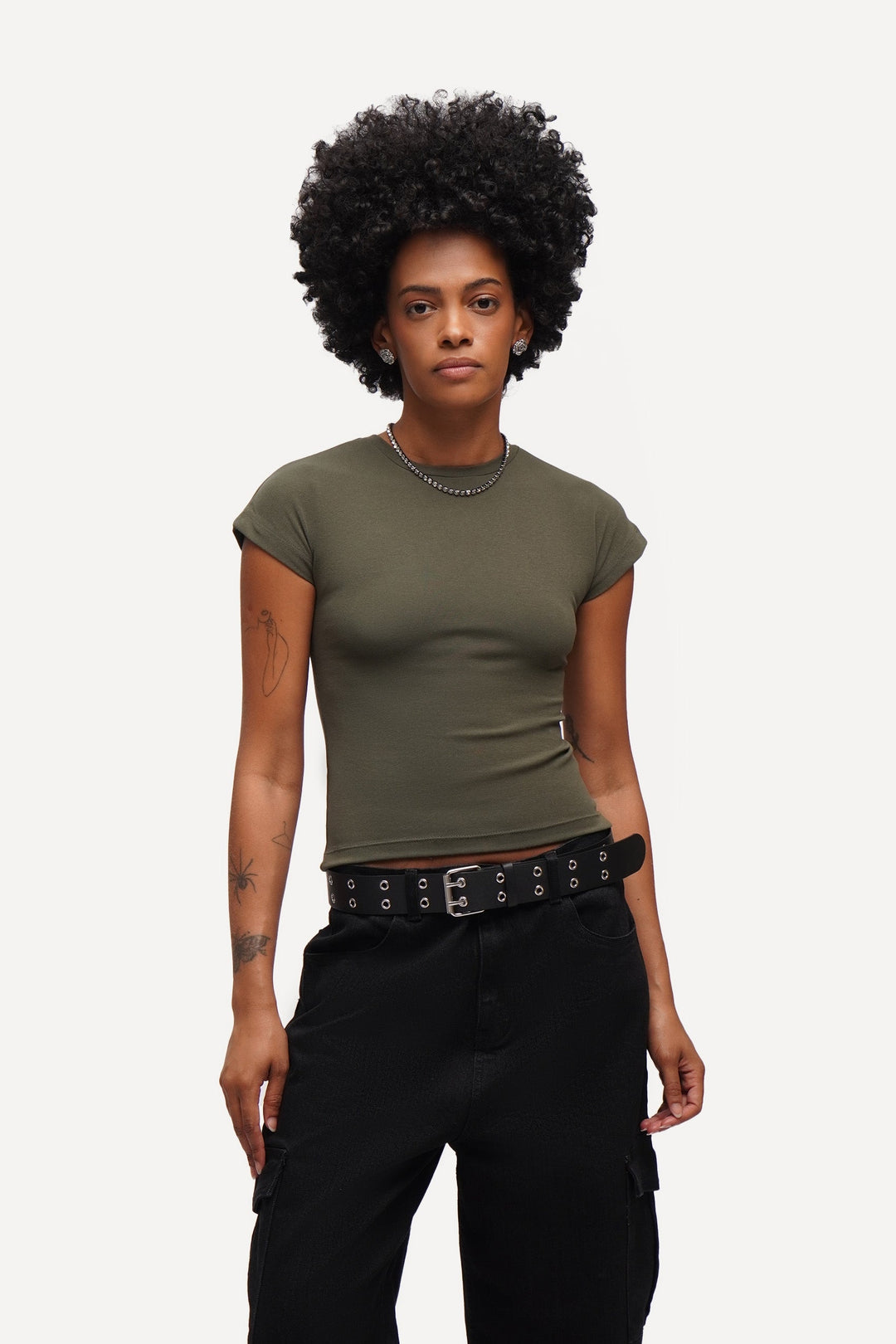Capped Sleeve Slim T-Shirt