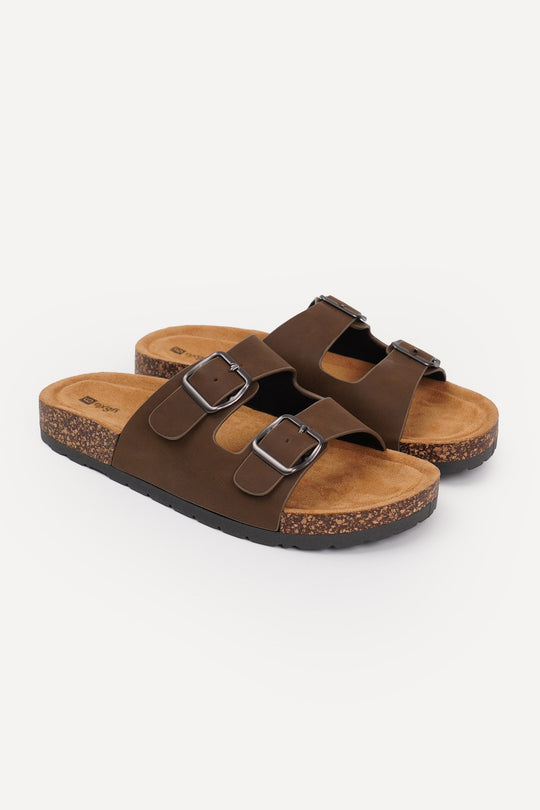 Men's Double Band Cork Sole Slides