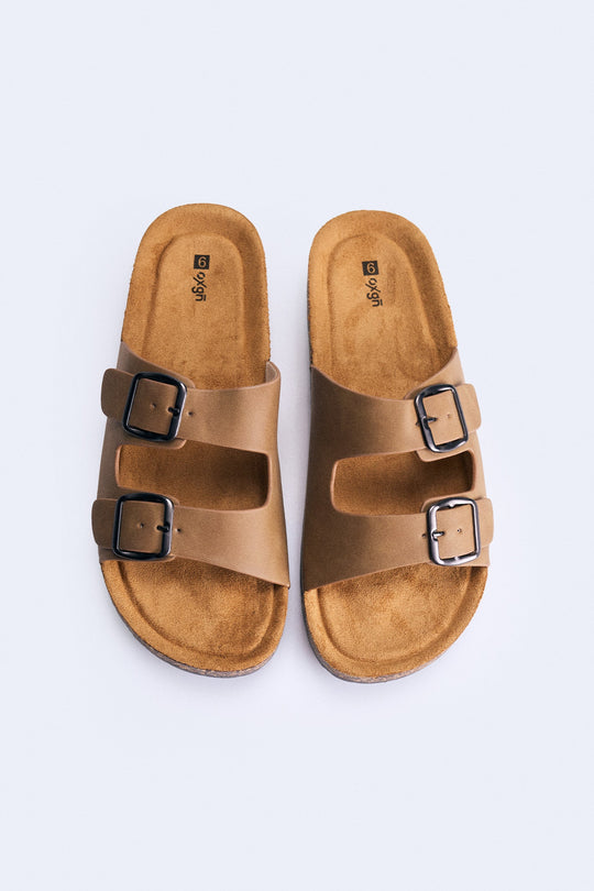 Men's Double Band Cork Sole Slides
