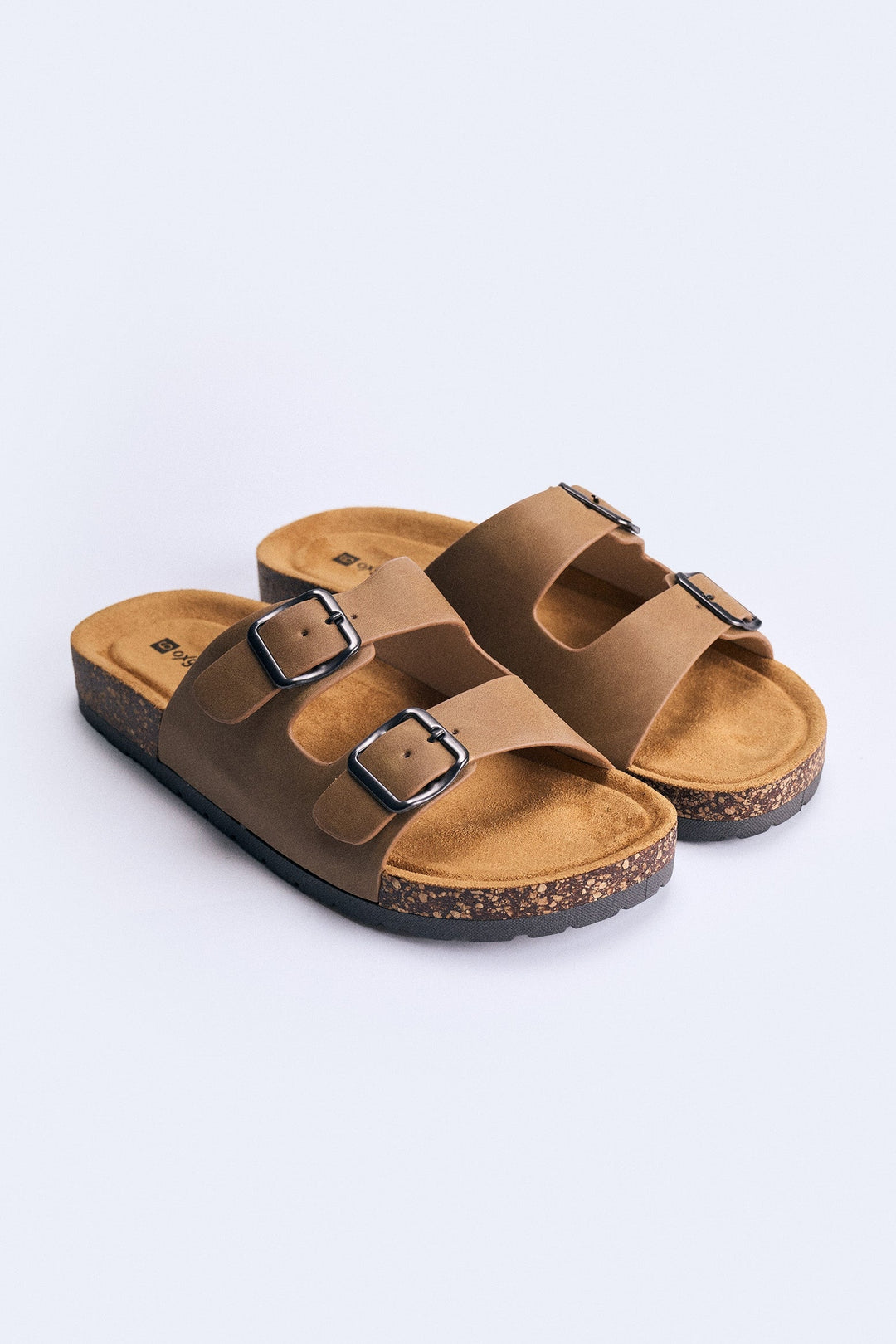 Men's Double Band Cork Sole Slides