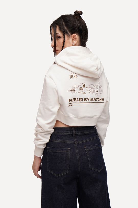Graphic Zip-Up Cropped Hoodie