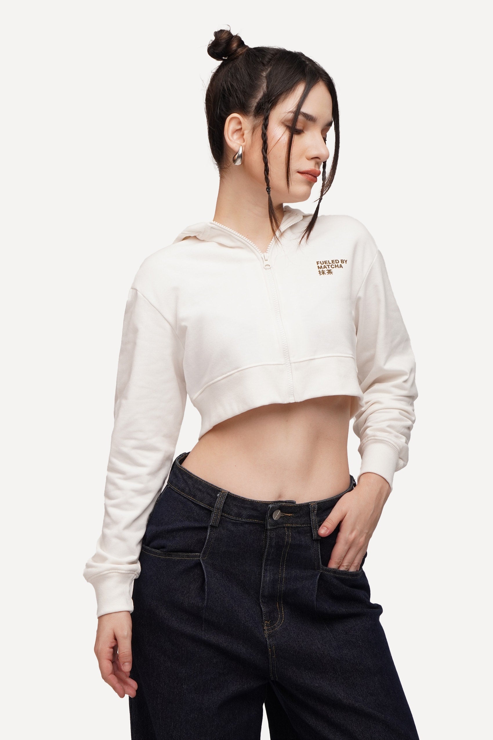 Graphic Zip-Up Cropped Hoodie – OXGN Graphic Zip-Up Cropped Hoodie – OXGN