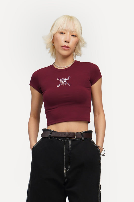 Rhinestone Slim Cropped T-Shirt