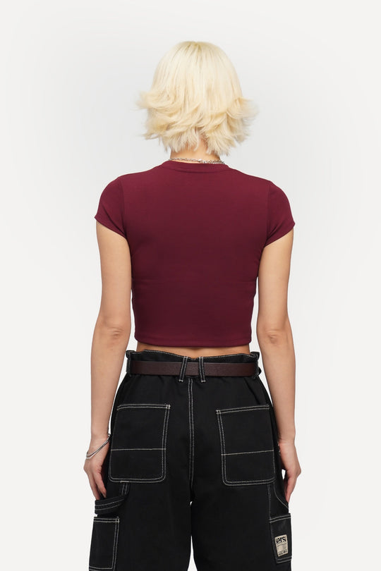 Rhinestone Slim Cropped T-Shirt