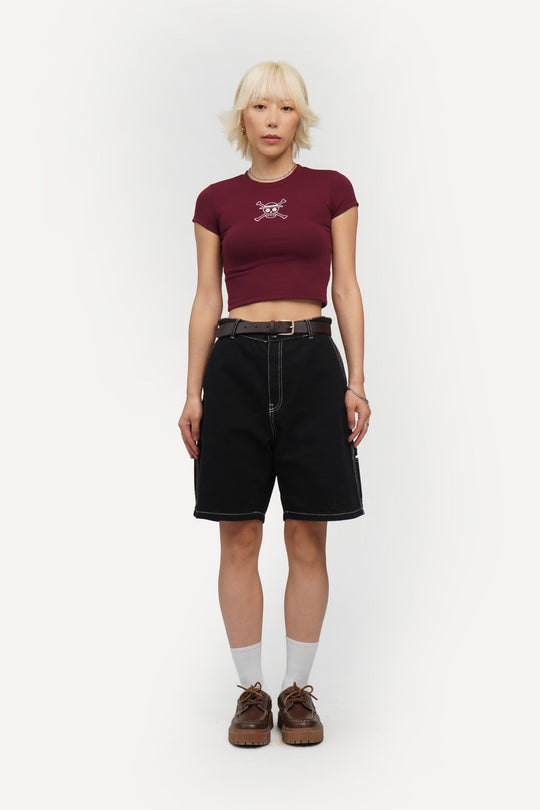 Rhinestone Slim Cropped T-Shirt