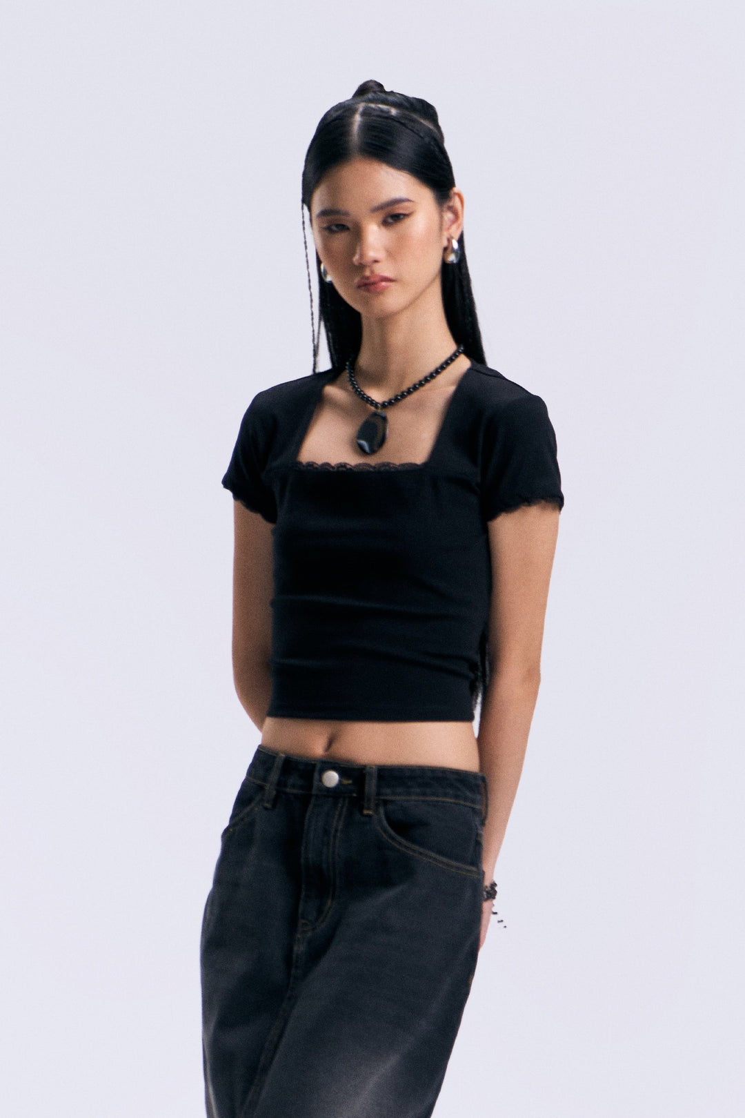 Square Neck Slim Cropped Top
