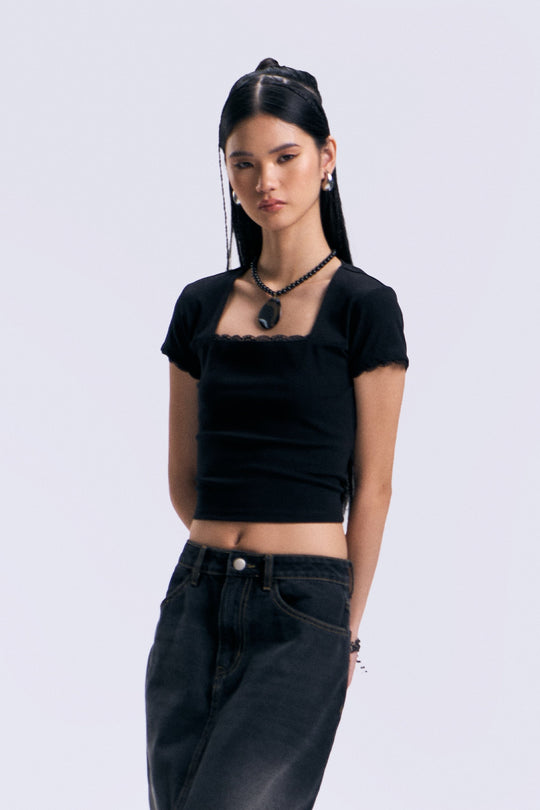 Square Neck Slim Cropped Top