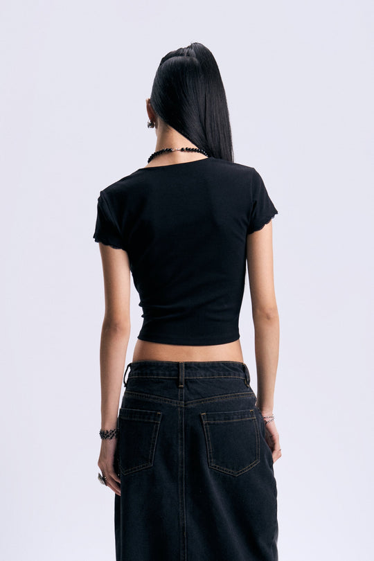 Square Neck Slim Cropped Top