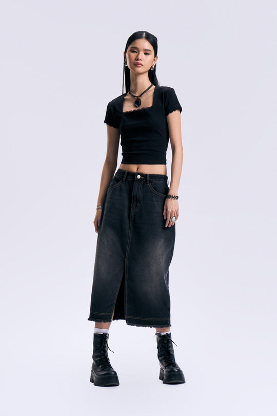 Square Neck Slim Cropped Top