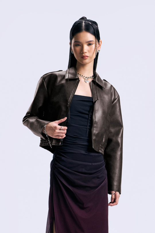 Cropped Leather Jacket