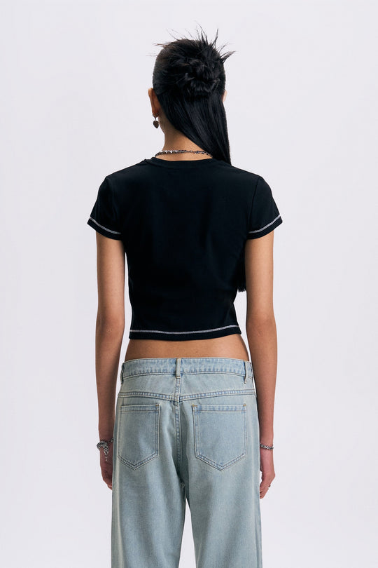 Graphic Slim Cropped T-Shirt