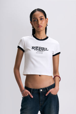 Ringer Graphic Slim Cropped T-Shirt
