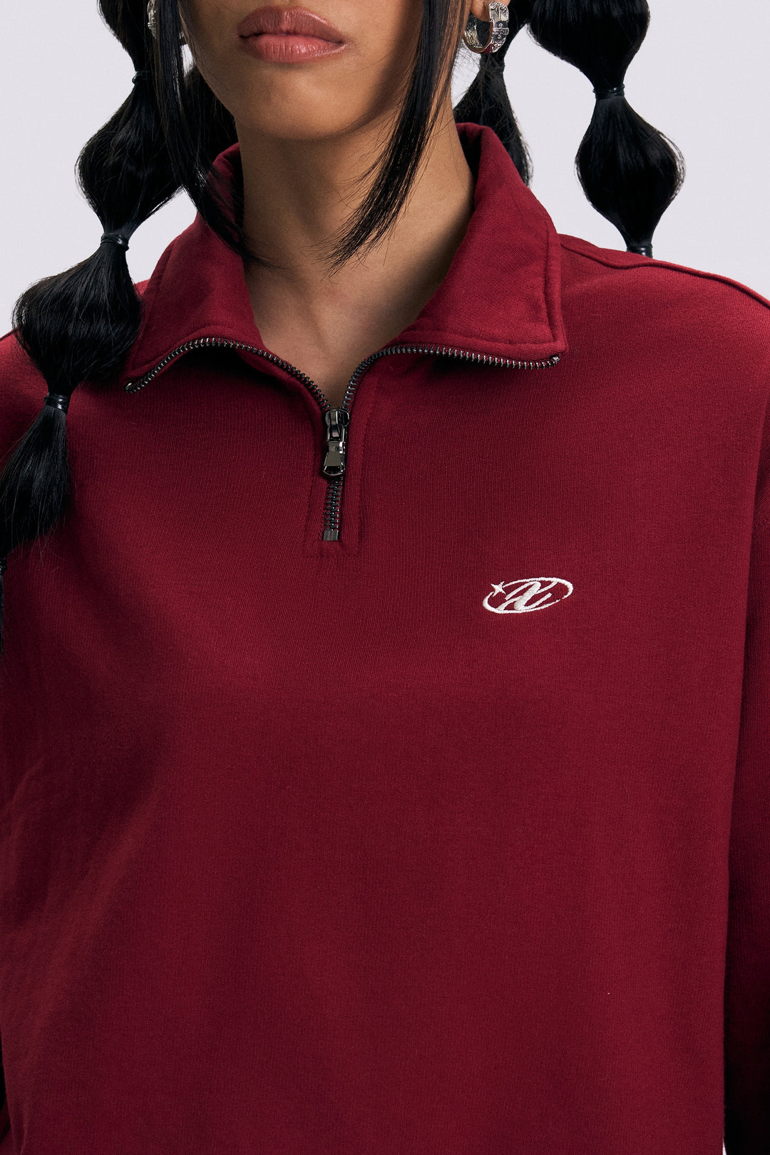 Quarter Zip Graphic Relaxed Pullover