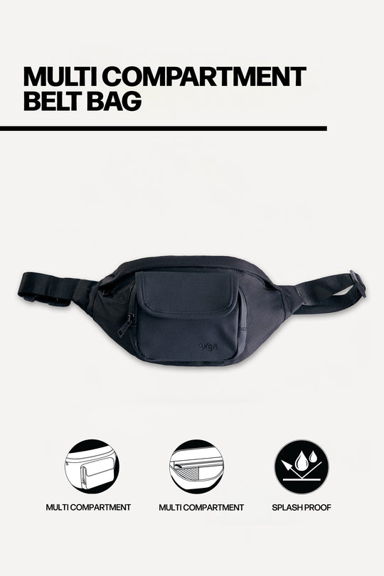Multi Compartment Water Repellent Belt Bag