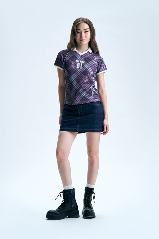 Plaid Mesh Relaxed Polo