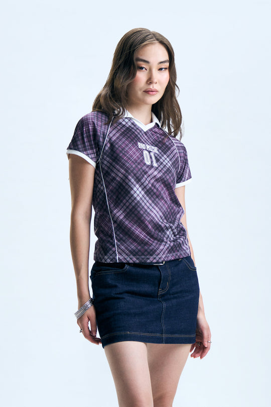 Plaid Mesh Relaxed Polo