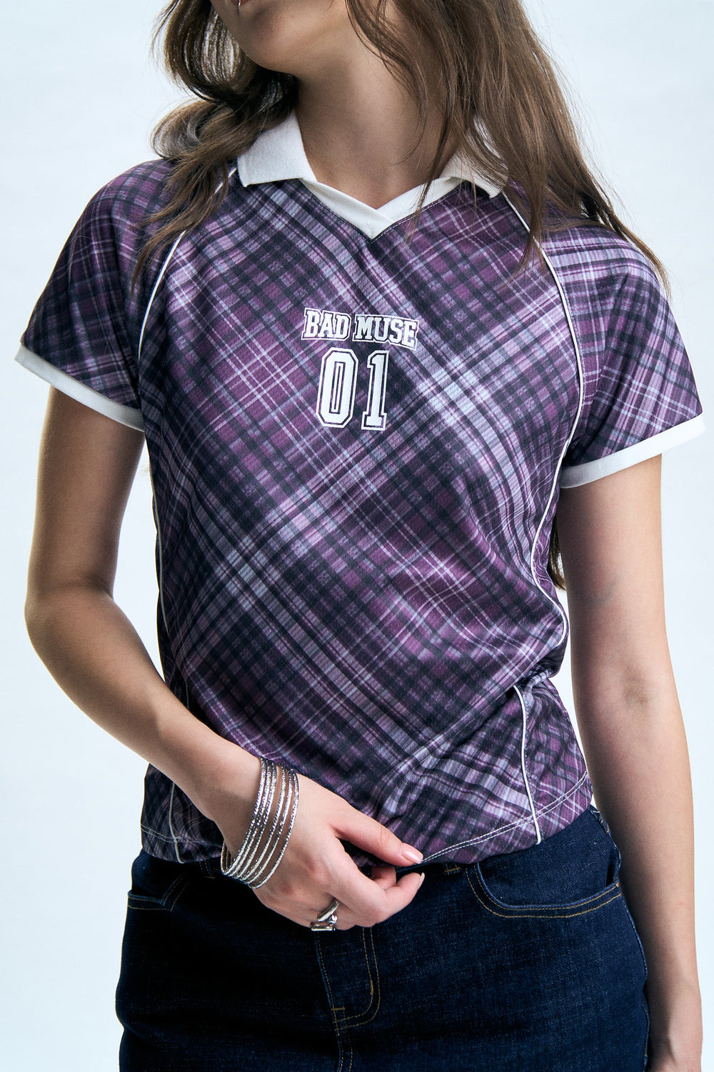 Plaid Mesh Relaxed Polo