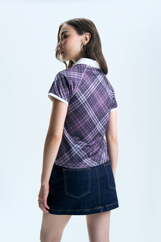 Plaid Mesh Relaxed Polo