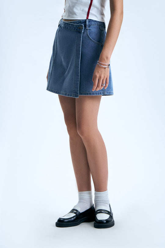 Denim Wrap Skort