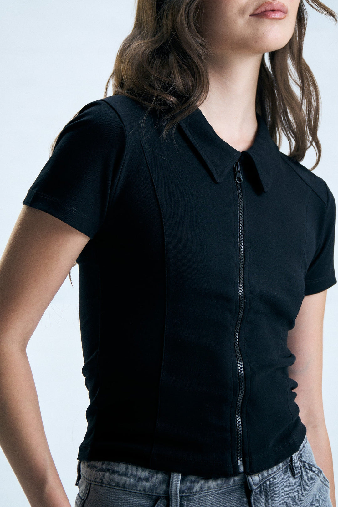 Zip-Up Slim Polo