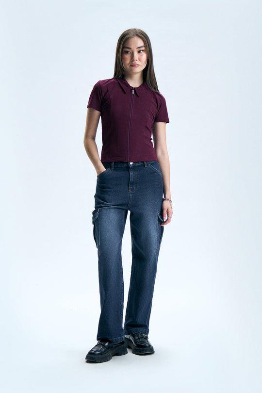 Zip-Up Slim Polo