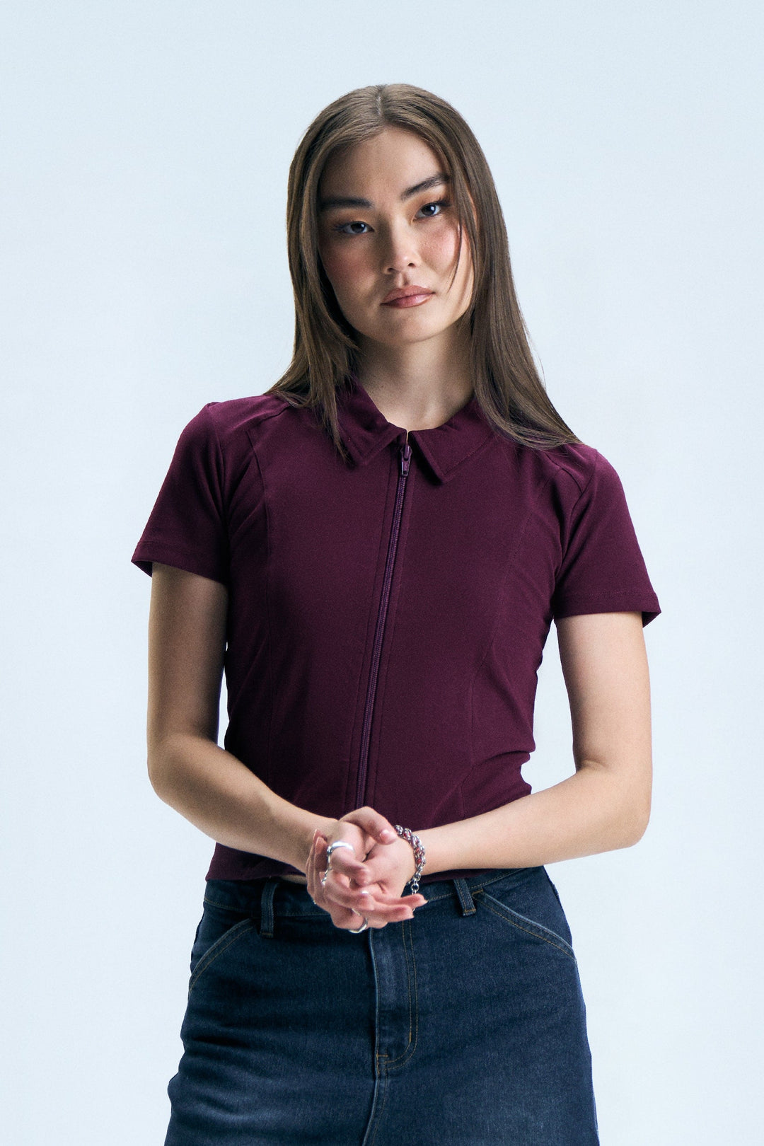 Zip-Up Slim Polo
