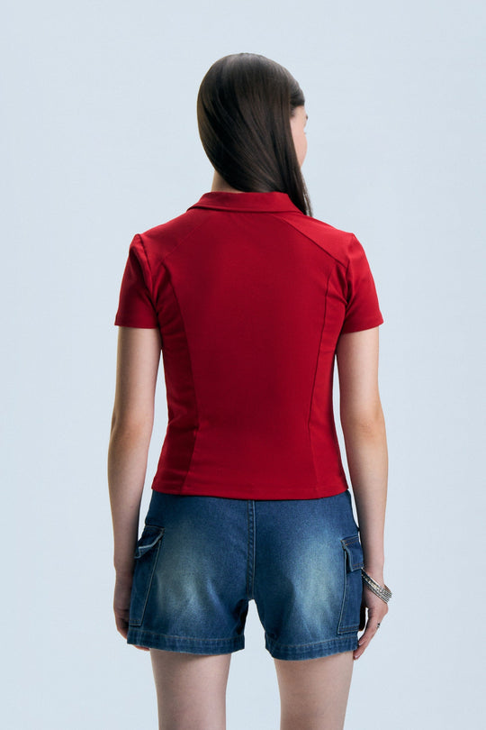 Zip-Up Slim Polo