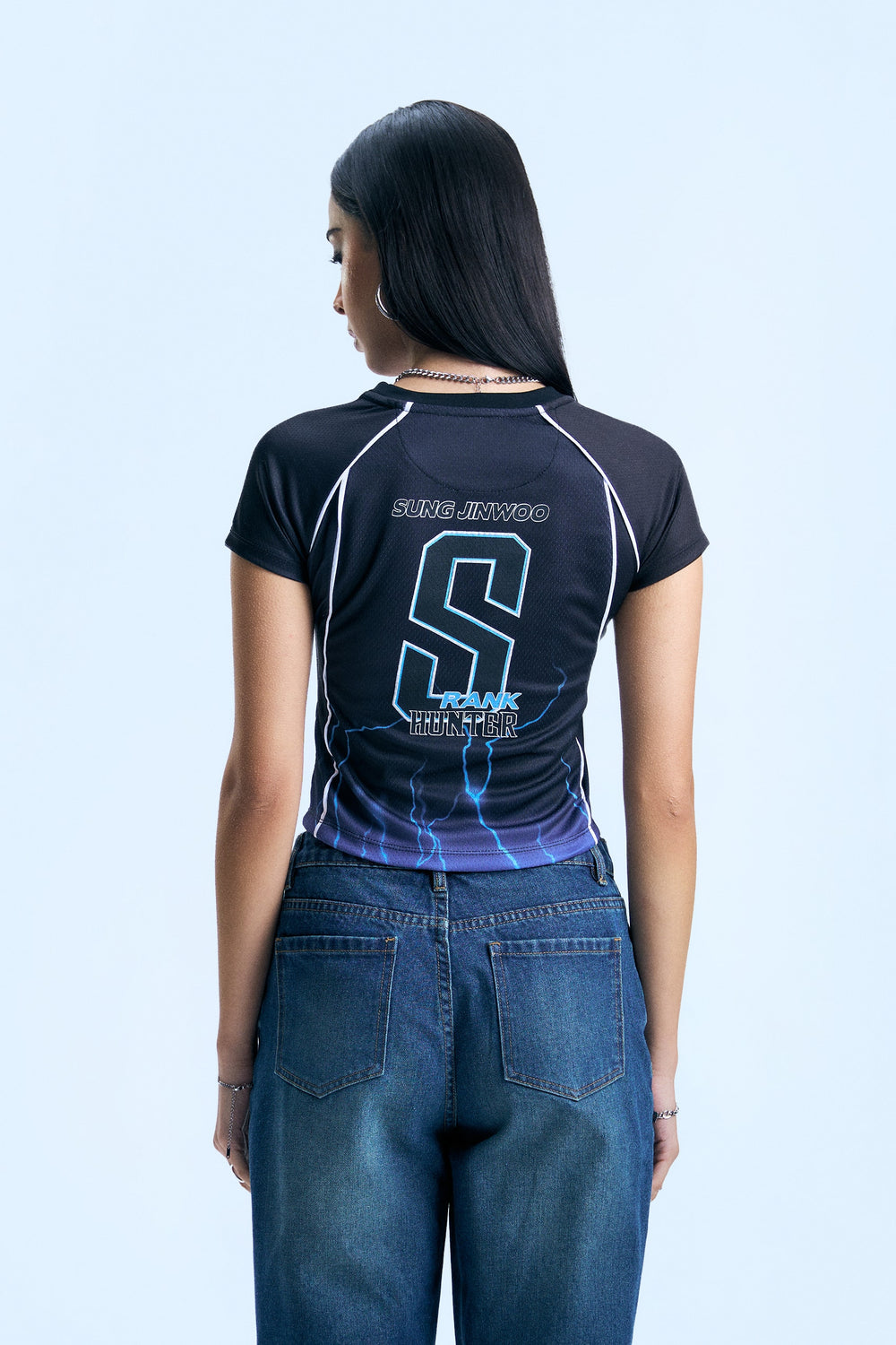 Raglan Jersey Graphic Slim Cropped T-Shirt